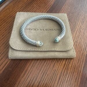 David Yurman Sterling Cable Cuff with Prasiolite Stone